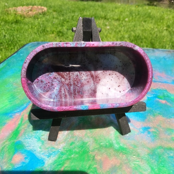 Purple Post It Note Holder Organizer Resin Art Handmade Cute Office Desk - Picture 7 of 12